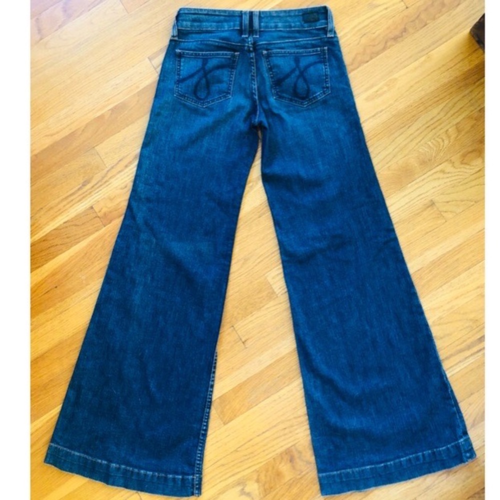 Rare vintage Juicy Couture Blue ‘Cara’ Wide Leg/ Flare Jeans sz 27 - Picture 2 of 6